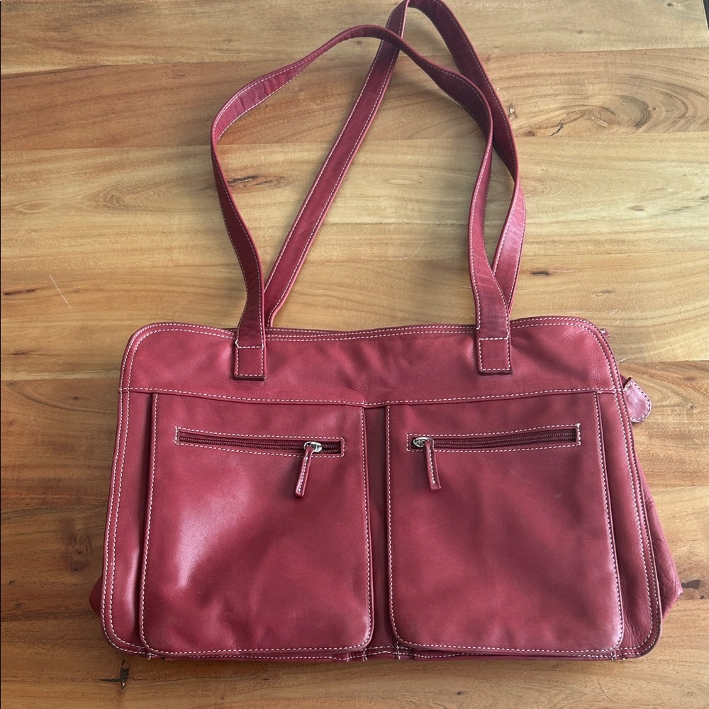 Tignanello Red Leather Shoulder Bag